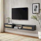 Middlebrook Scandi 70-inch Faux Rattan-Door Floating TV Stand