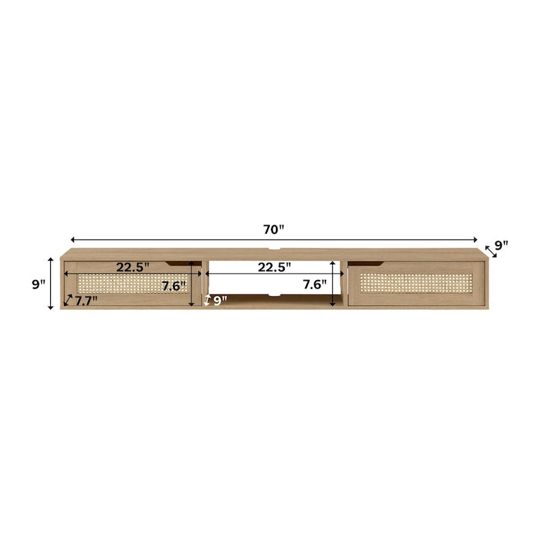 Middlebrook Scandi 70-inch Faux Rattan-Door Floating TV Stand
