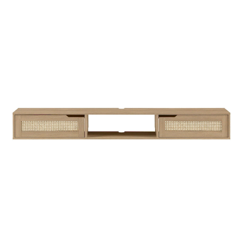 Middlebrook Scandi 70-inch Faux Rattan-Door Floating TV Stand