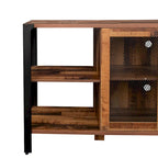 Farmhouse TV Stand 80 Inch Television Stand , Modern Horizontal Wood and Metal Open Bookshelf