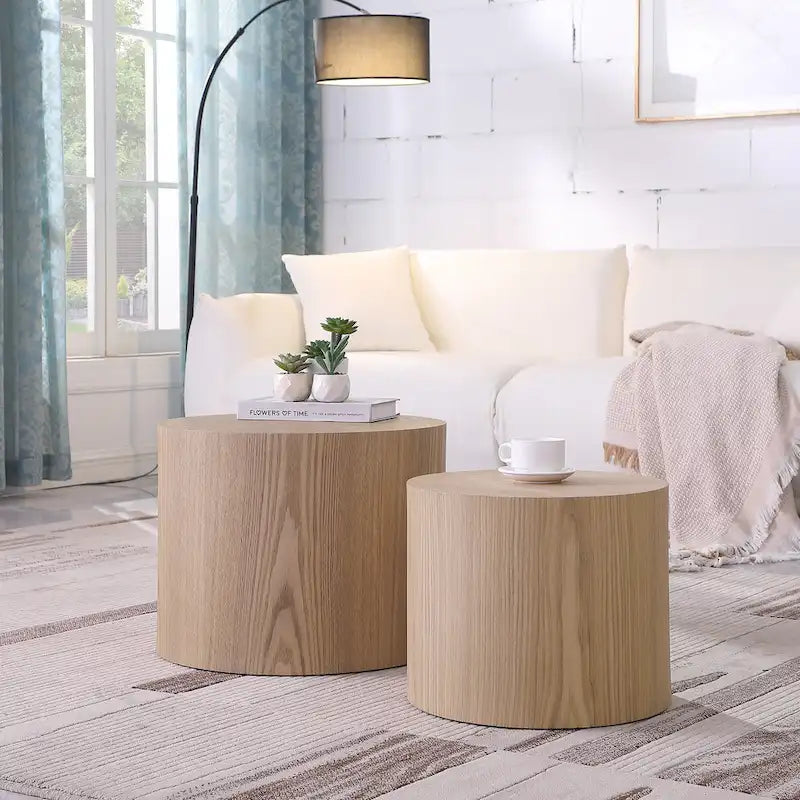 Round Nesting Tables Set, Coffee & End Tables, No Assembly