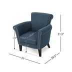 Navy Blue 31 Upholstered Club Chair with Nailheads