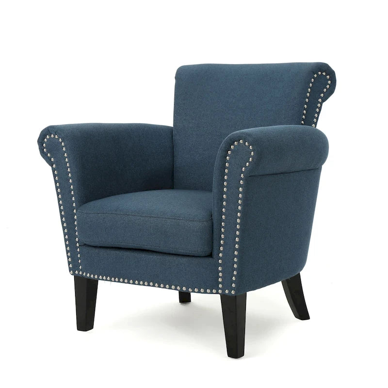 Navy Blue 31 Upholstered Club Chair with Nailheads