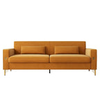 Luxury Velvet Sofa with Gold Accents, 3-Seat Plush Couch for Living Room & Office