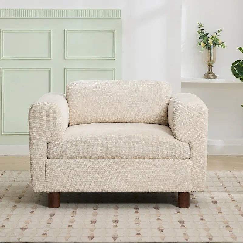 45.5 Woven Velvet Fabric Accent Chair with High-Density Cushion