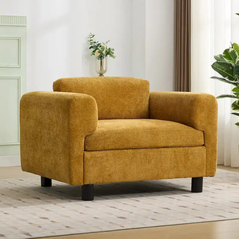 45.5 Woven Velvet Fabric Accent Chair with High-Density Cushion