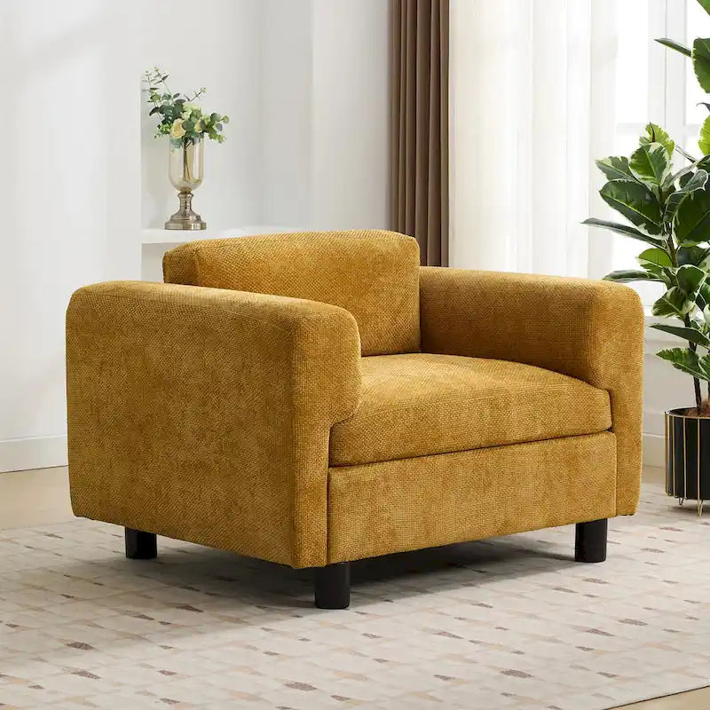 45.5 Woven Velvet Fabric Accent Chair with High-Density Cushion