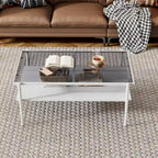 Coffee Table and End tables Set of 3, Tempered Glass Table with MDF layer, Modern Tables for Living Room , Gray Glass