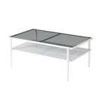 Coffee Table and End tables Set of 3, Tempered Glass Table with MDF layer, Modern Tables for Living Room , Gray Glass