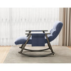 Casual folding rocking chair upholstered, lounge rocking chair adjustable high back and foot rest