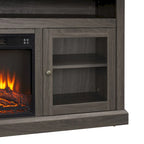 60 Fireplace TV Stand with Glass Doors and Open/Closed Storage for TVs Up to 65