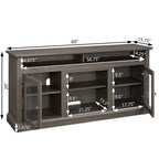 60 Fireplace TV Stand with Glass Doors and Open/Closed Storage for TVs Up to 65