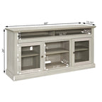 60 Fireplace TV Stand with Glass Doors and Open/Closed Storage for TVs Up to 65