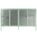 4-Door Tempered Glass Cabinet with 4 Glass Doors Adjustable Shelf and Feet Anti-Tip Dust-free Fluted Glass Kitchen Credenza