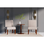 Fabric Accent Chair Set with Round Wood Table - 2 Chairs (18.7")