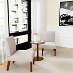 Fabric Accent Chair Set with Round Wood Table - 2 Chairs (18.7")