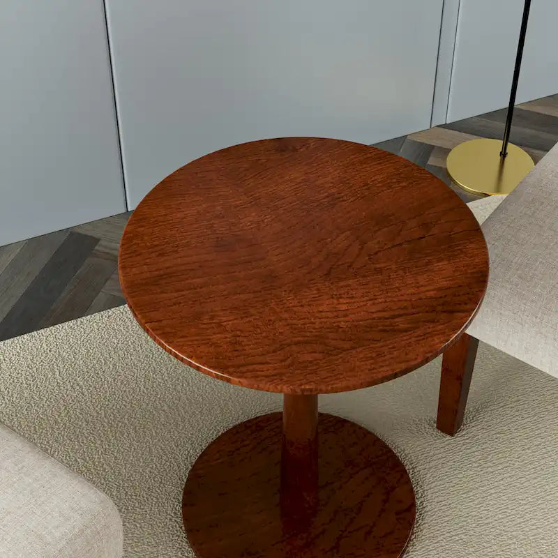 Fabric Accent Chair Set with Round Wood Table - 2 Chairs (18.7")