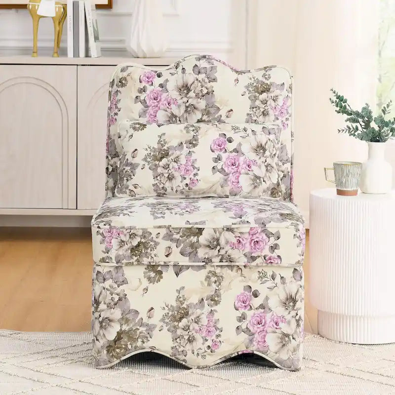 Velvet single dining chair with soft seat cushion