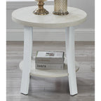 Contemporary Round Wood Shelf End Table for Bedroom or Living Room