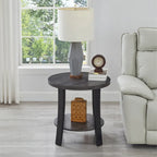 Contemporary Round Wood Shelf End Table for Bedroom or Living Room
