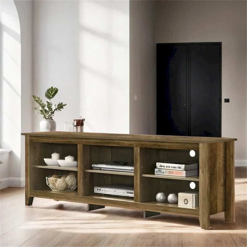 70" TV Stand with Open Shelves - Particle Board with Cable Management