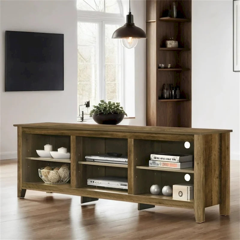 70" TV Stand with Open Shelves - Particle Board with Cable Management