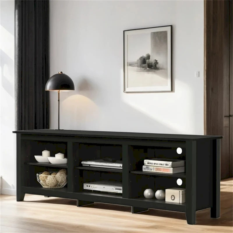 70" TV Stand with Open Shelves - Particle Board with Cable Management