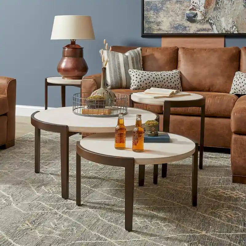 Palette Stone Round Coffee Table - 35 x 18 x 35