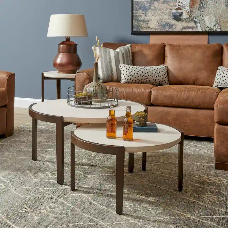 Palette Stone Round Coffee Table - 35 x 18 x 35
