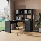 Modern Computer Desk with 2 Tier Storage and Large Drawers and Waterproof Surface for Home Office and Study or Living Room