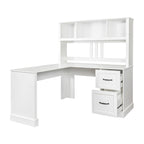 Modern Computer Desk with 2 Tier Storage and Large Drawers and Waterproof Surface for Home Office and Study or Living Room