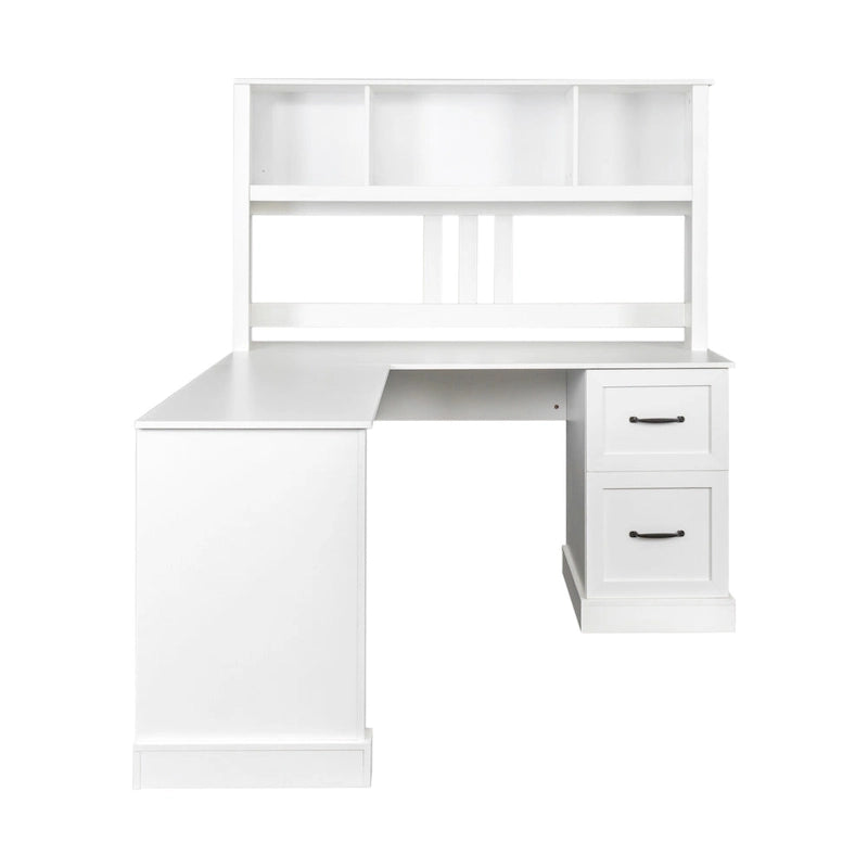Modern Computer Desk with 2 Tier Storage and Large Drawers and Waterproof Surface for Home Office and Study or Living Room