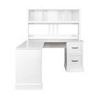 Modern Computer Desk with 2 Tier Storage and Large Drawers and Waterproof Surface for Home Office and Study or Living Room