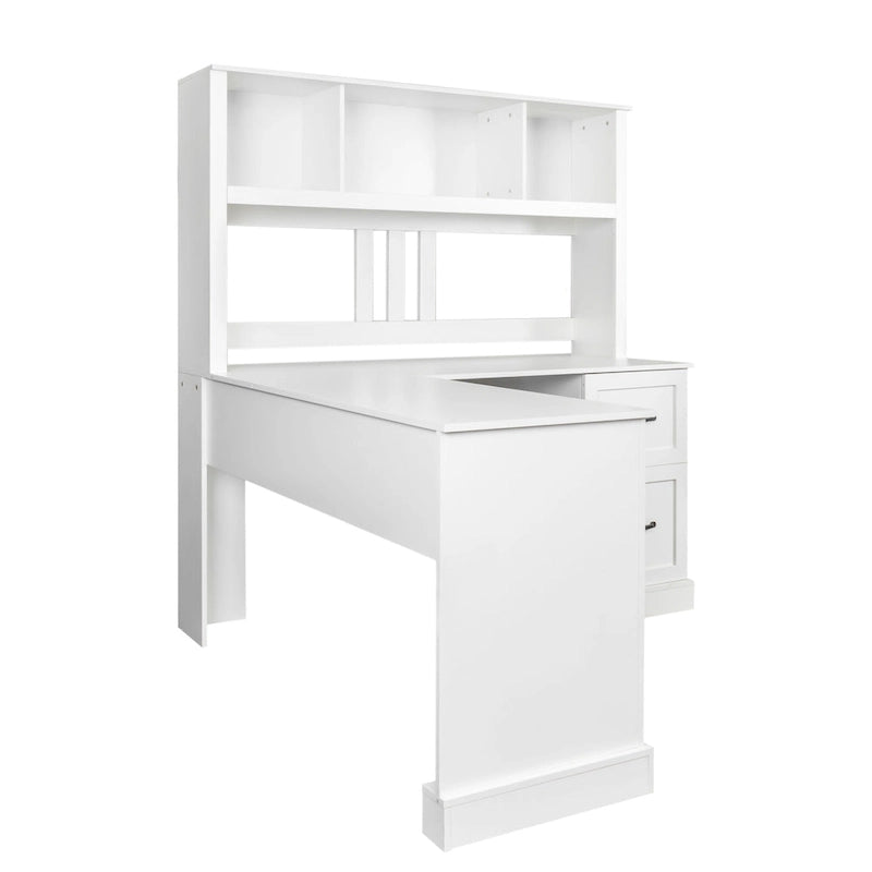 Modern Computer Desk with 2 Tier Storage and Large Drawers and Waterproof Surface for Home Office and Study or Living Room
