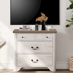 WAMPAT Farmhouse TV Stand For Tvs, Wood Entertainment Center With 3 Drawers, TV Console With Large Storage For Living Room