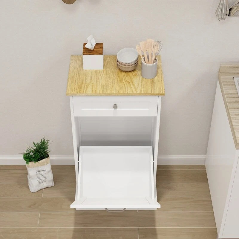 1 Drawers and 1-Compartment Tilt-Out Trash Cabinet Kitchen Trash Cabinet