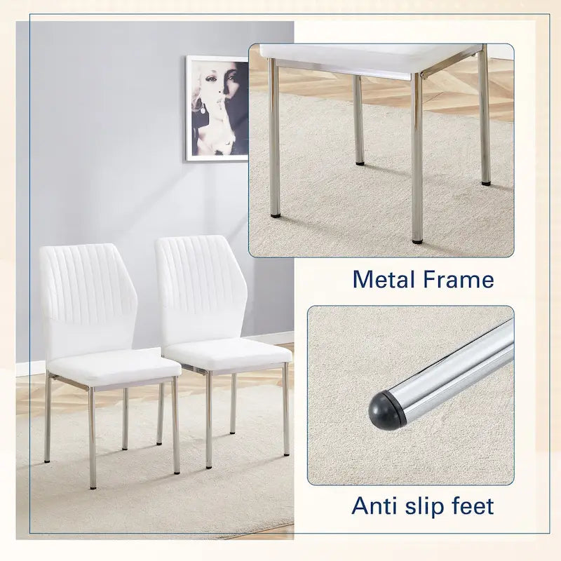 Set of 6 High Resilience Dining Chair with Metal Silver Leg