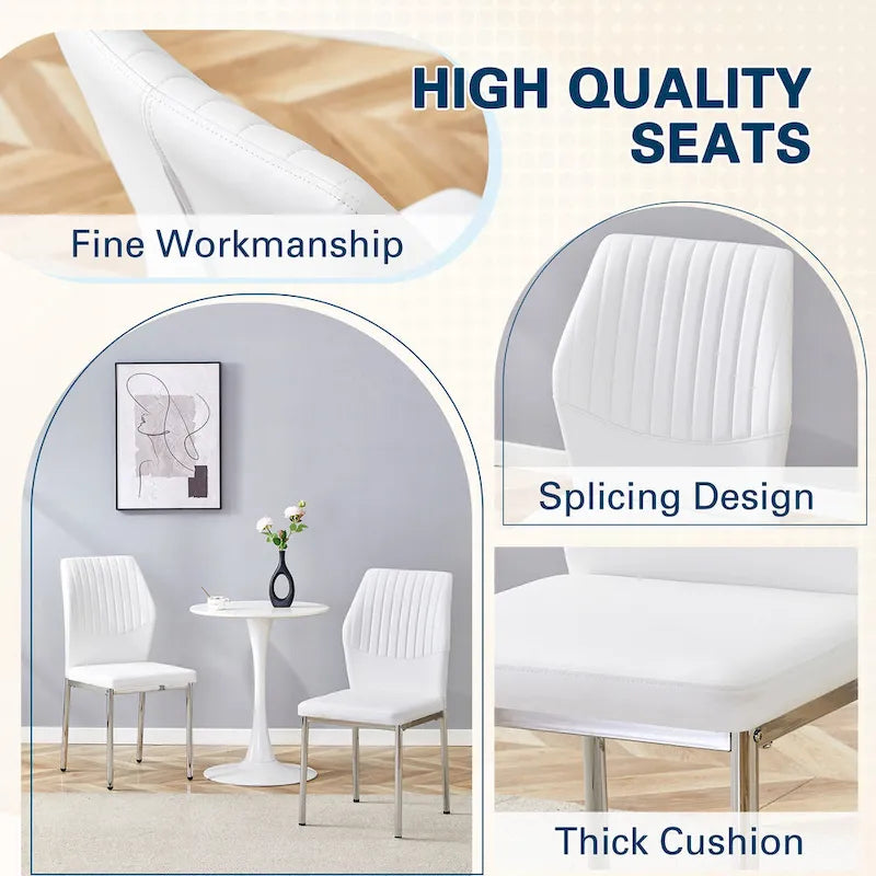Set of 6 High Resilience Dining Chair with Metal Silver Leg