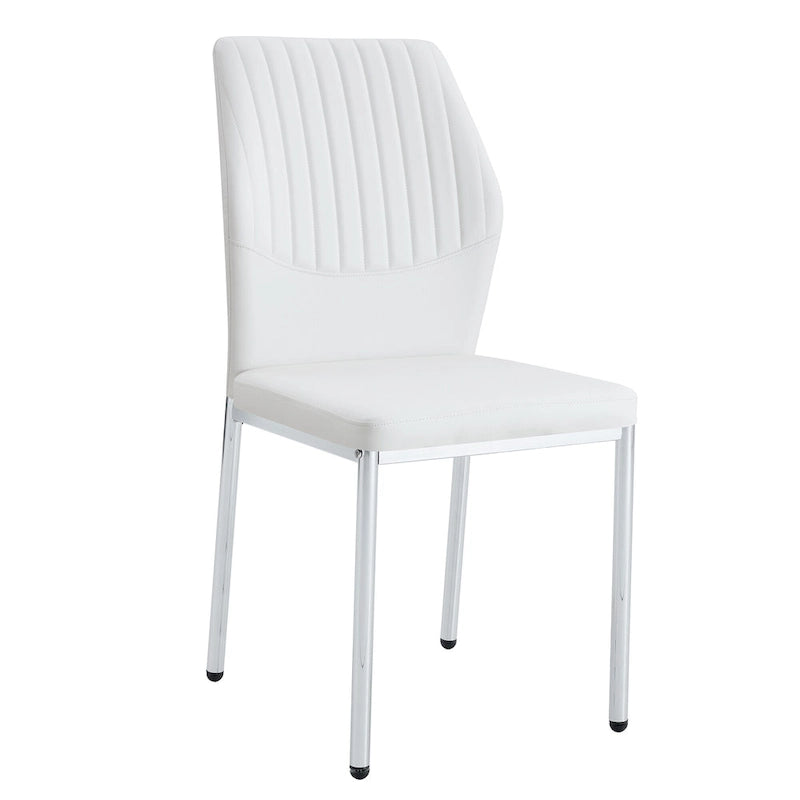 Set of 6 High Resilience Dining Chair with Metal Silver Leg