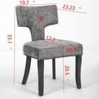 Modern Dining Chairs Set of 2, Linen Fabric Upholstered Accent Chair Curved Backrest Kitchen Chairs with Rubberwood Frame
