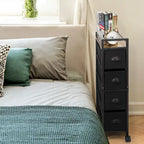 4 Drawers Narrow Dresser, Fabric Storage Cabinet, Vertical Standing Storage Chest