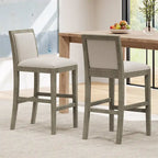 Roomfitters Retro Bar Stools, Set of 2 Upholstered 30.5 Bar Height Chairs with Fabric Cushion and Wood Frame