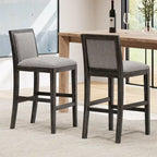 Roomfitters Retro Bar Stools, Set of 2 Upholstered 30.5 Bar Height Chairs with Fabric Cushion and Wood Frame