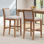 Roomfitters Retro Bar Stools, Set of 2 Upholstered 30.5 Bar Height Chairs with Fabric Cushion and Wood Frame