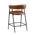 Roomfitters 26 PU Upholstered Counter Stools, Set of 2 Bar Height Chairs with Iron Frame, Backrest, Footrest and Arms, Brown