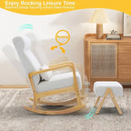 EROMMY 25.2 Wide Reclining Rocker Chair with Ottoman - High Back Rocking Chair, Soft Linen Fabric, Ergonomic Design