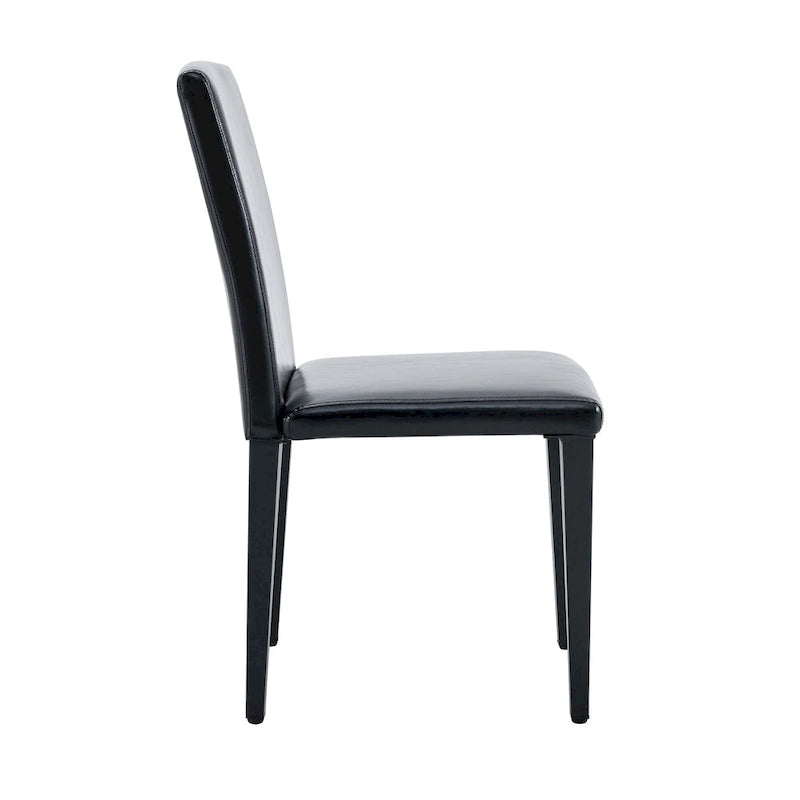Leather Dining Chair Set of 2 High Back Armless Side Chair Soft Cushion Chair with Metal Legs for Living Room Kitchen