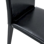 Leather Dining Chair Set of 2 High Back Armless Side Chair Soft Cushion Chair with Metal Legs for Living Room Kitchen