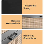 Wood Rattan 4-Drawer Dresser with Power Outlets (31.49"W)