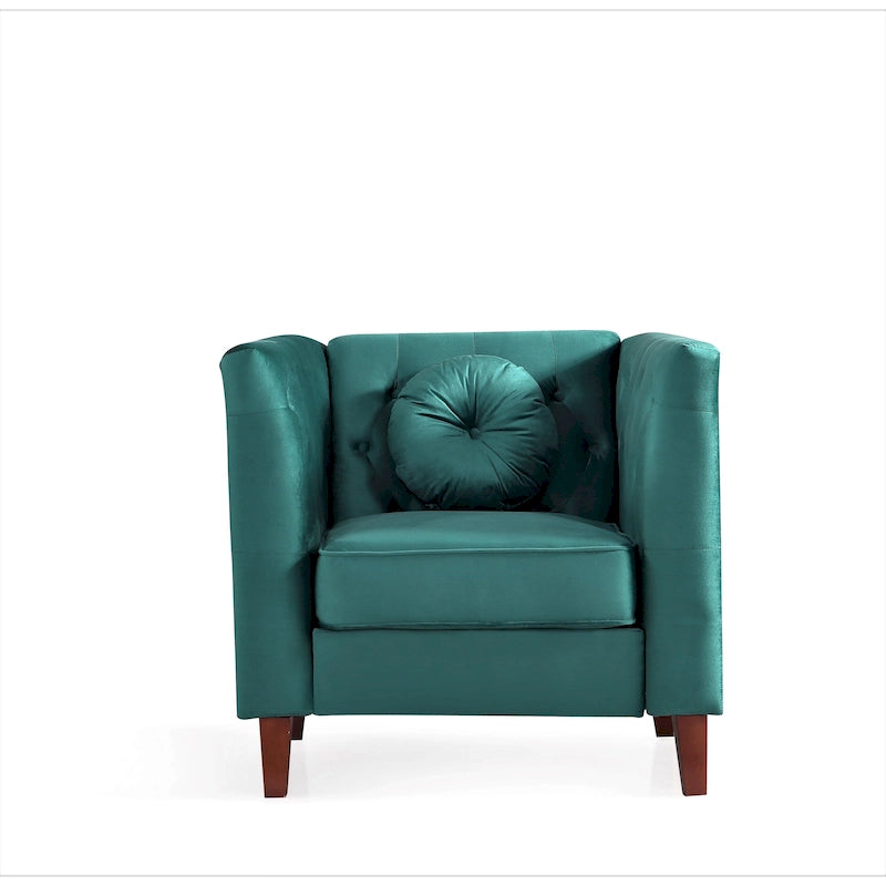US PRIDE FURNITURE Velvet Classic Chesterfield Chair with Wood legs